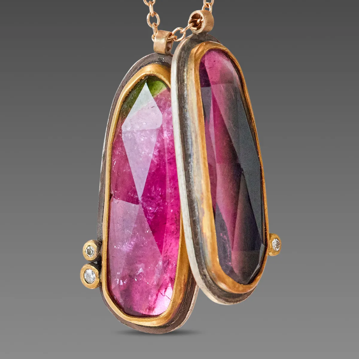 Double Watermelon Tourmaline Necklace,Jewelry Delicate & Elegant