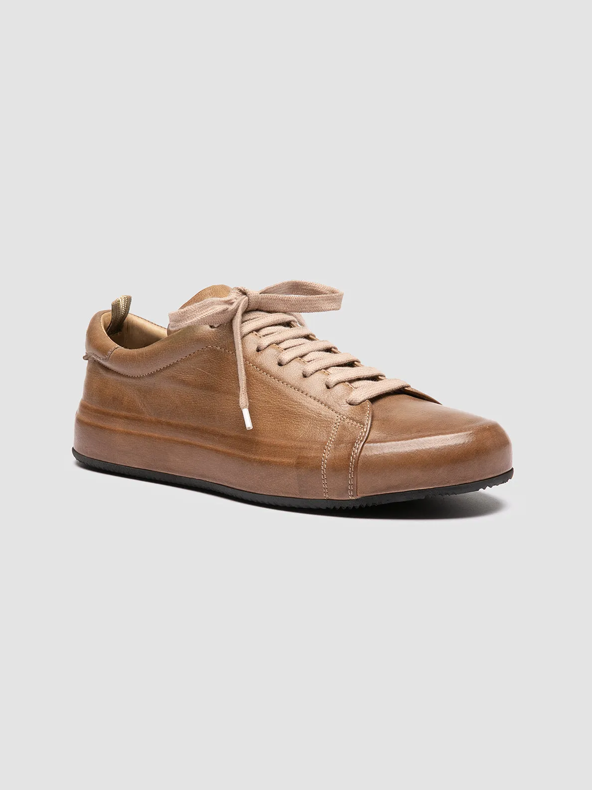 EASY DD 001 - Taupe Leather Low Top Sneakers,Men