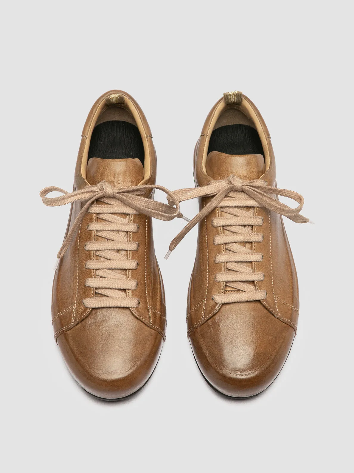 EASY DD 001 - Taupe Leather Low Top Sneakers,Men