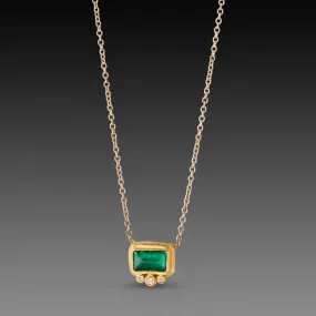 Emerald Necklace with Diamond Trio,Jewelry Delicate & Elegant