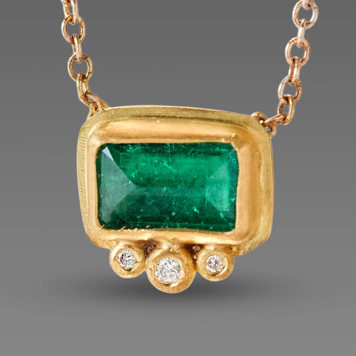 Emerald Necklace with Diamond Trio,Jewelry Delicate & Elegant