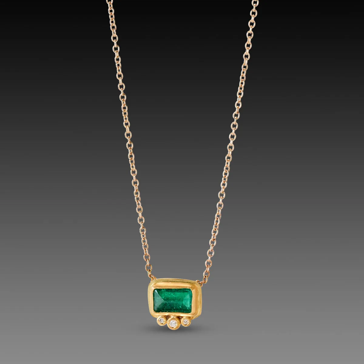 Emerald Necklace with Diamond Trio,Jewelry Delicate & Elegant