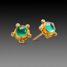 Emerald Stud Earrings with Diamonds,Jewelry Delicate & Elegant