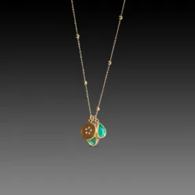 Emeralds & Diamond Disk Cluster Necklace,Jewelry Delicate & Elegant