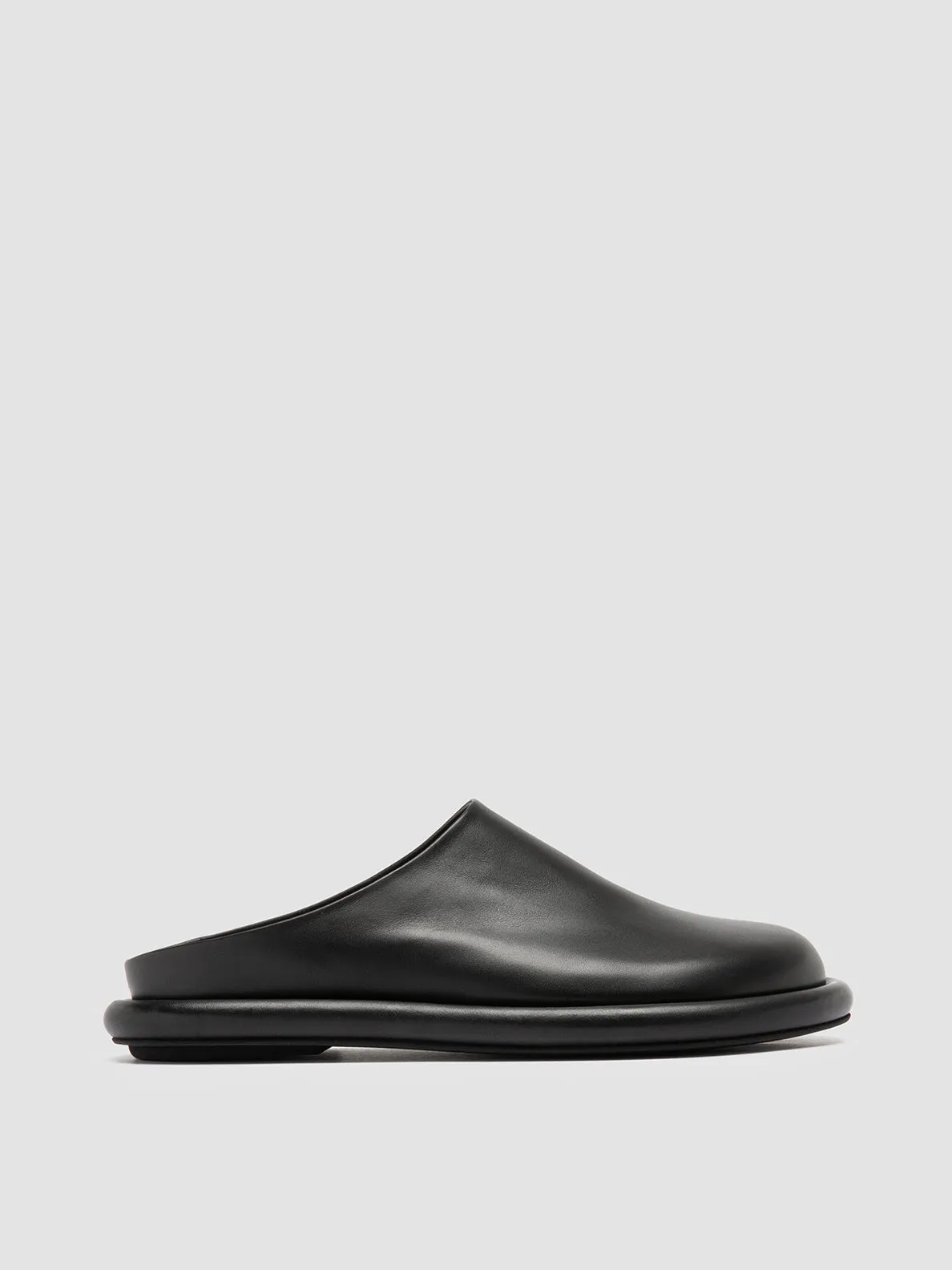 ESTENS 107 - Black Leather Mule Sandals,Women Sandals