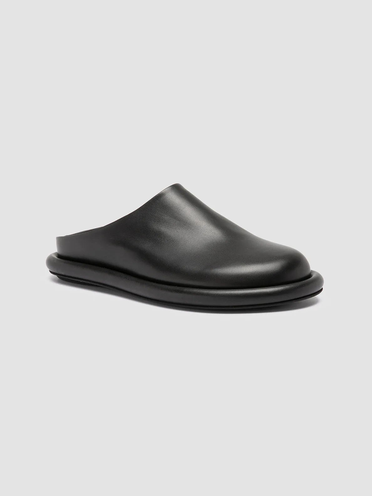 ESTENS 107 - Black Leather Mule Sandals,Women Sandals