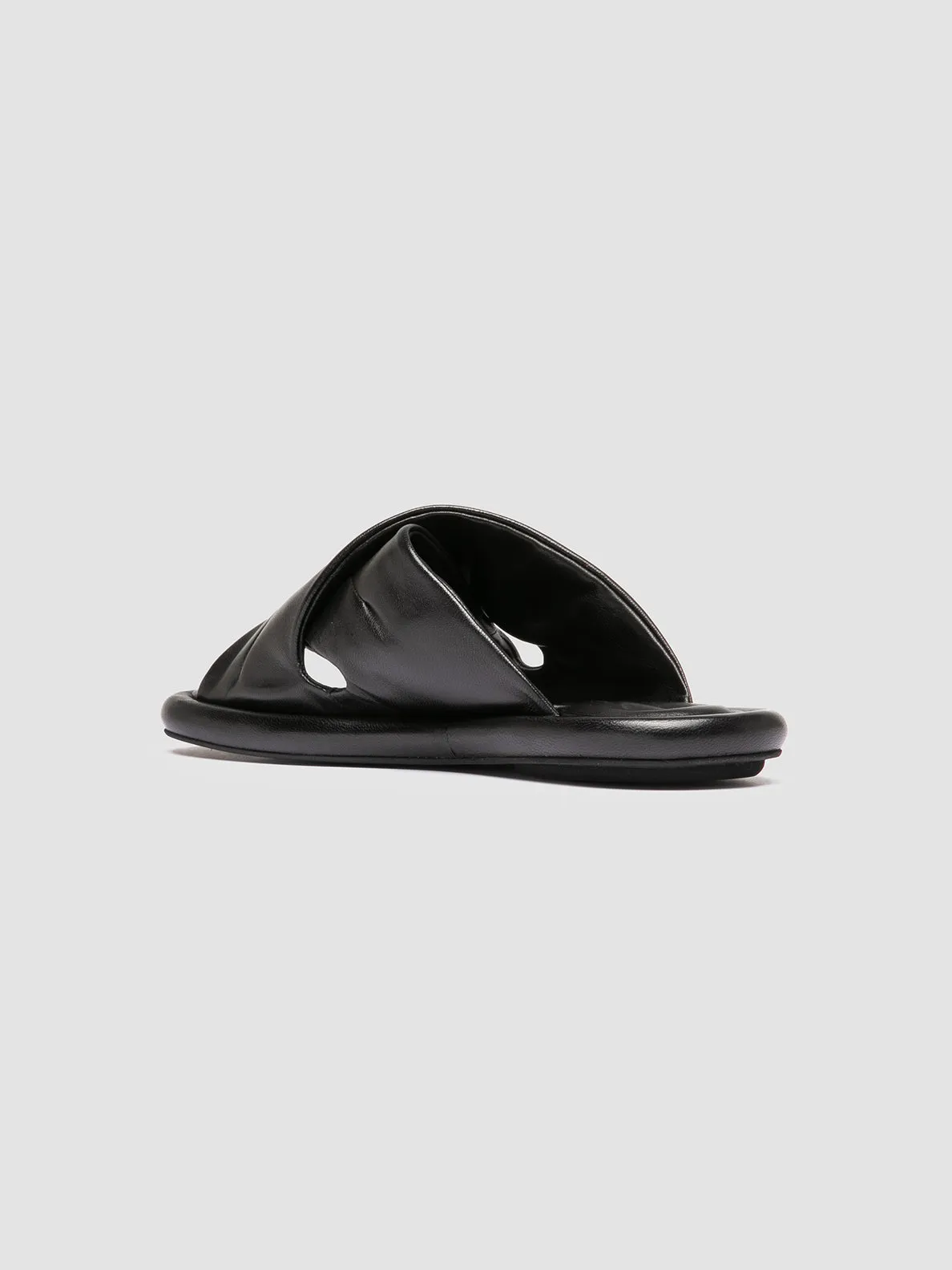 ESTENS 108 - Black Leather Slide Sandals,Women Sandals