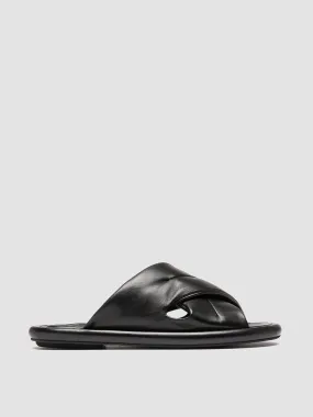 ESTENS 108 - Black Leather Slide Sandals,Women Sandals