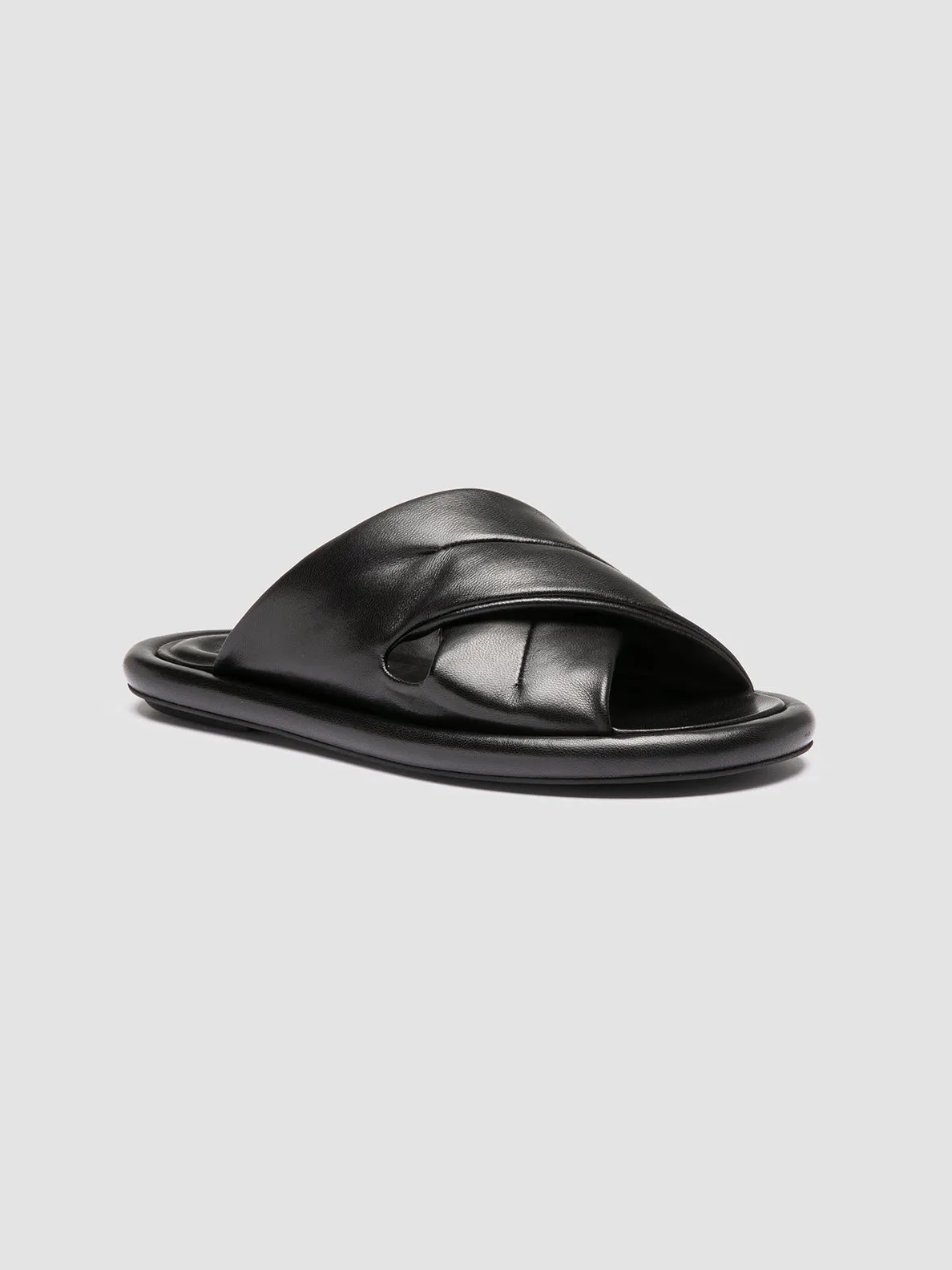 ESTENS 108 - Black Leather Slide Sandals,Women Sandals