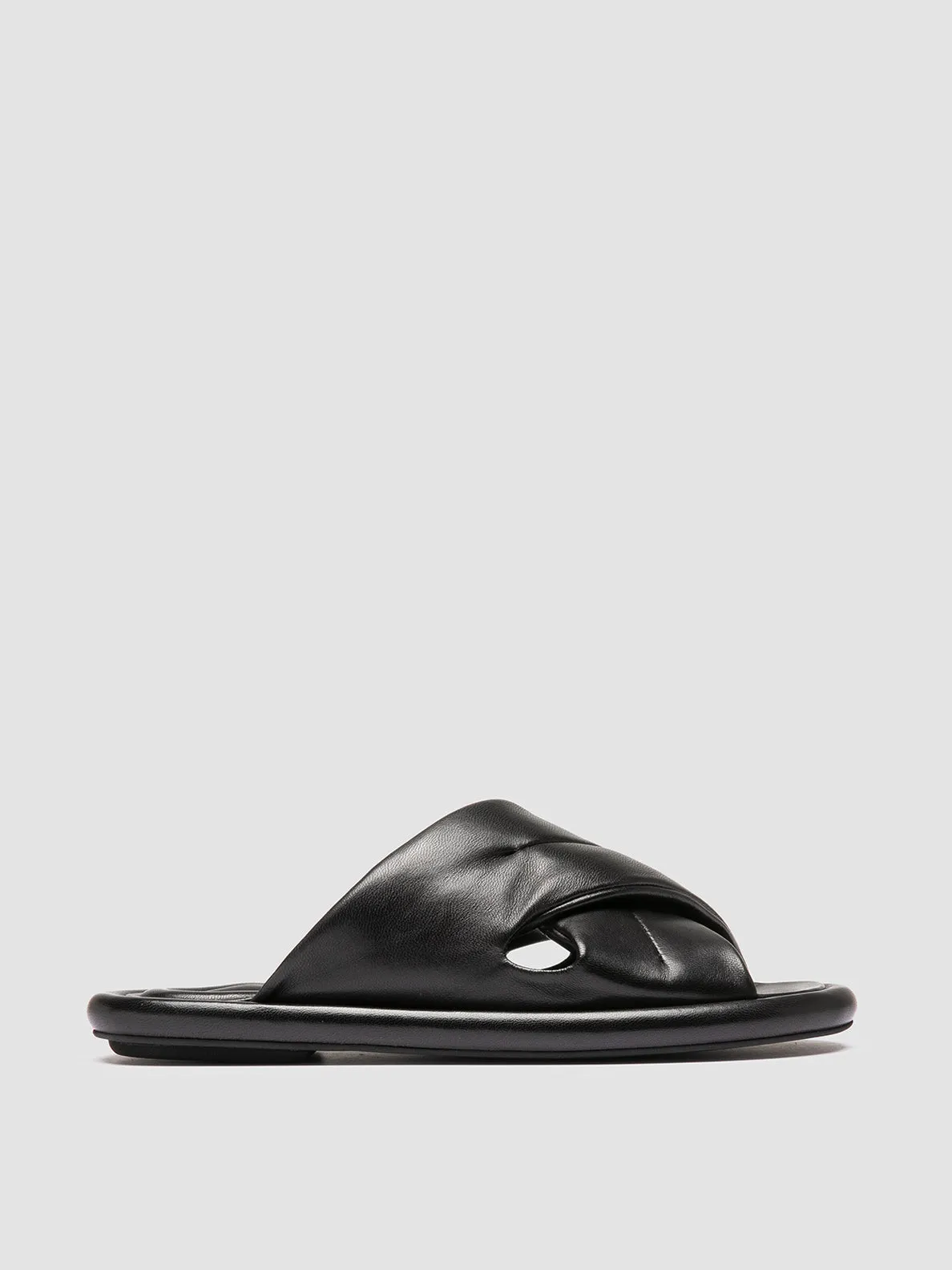 ESTENS 108 - Black Leather Slide Sandals,Women Sandals