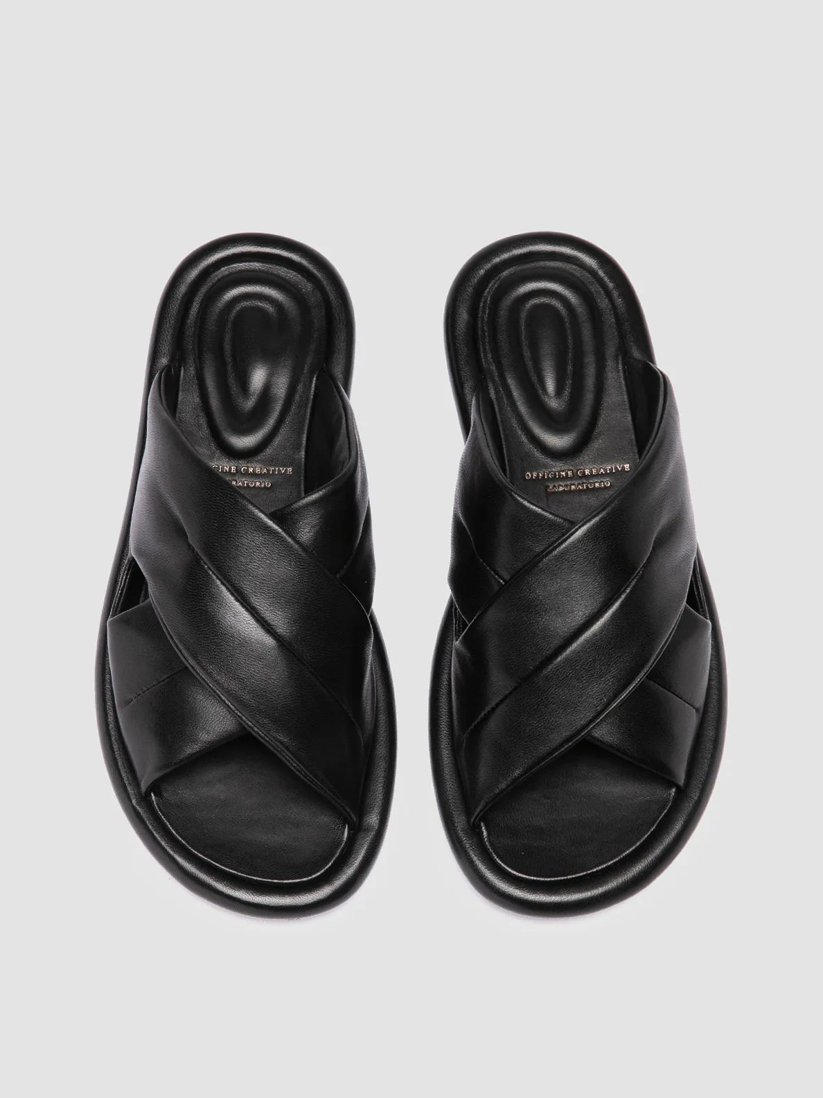 ESTENS 108 - Black Leather Slide Sandals,Women Sandals