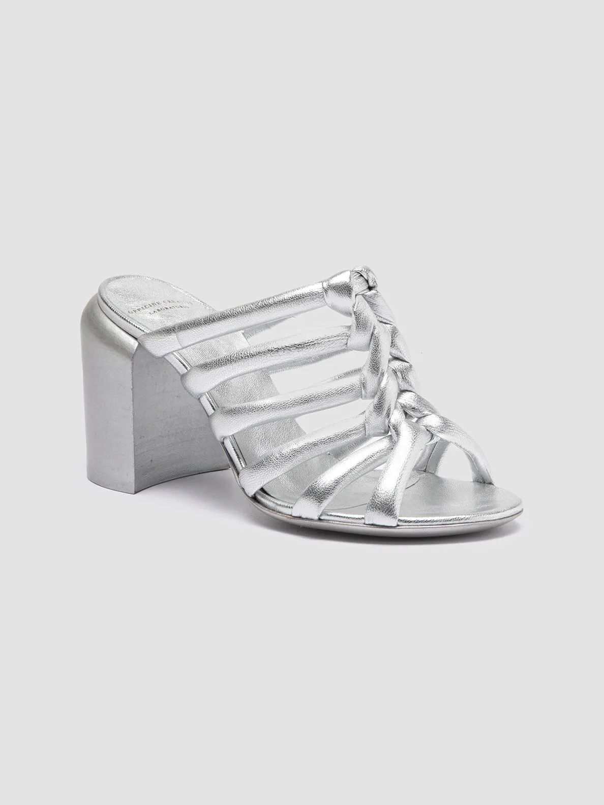 ESTHER 026 - Silver Leather Slide Sandals,Women Sandals