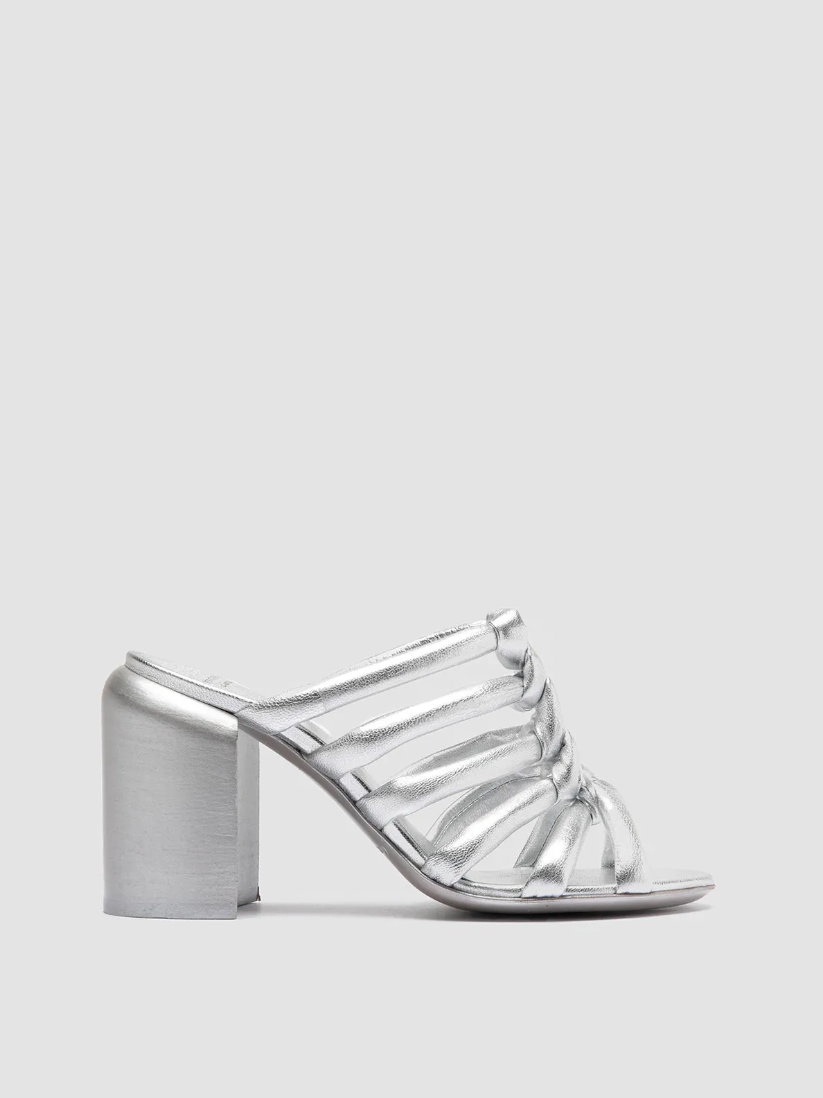 ESTHER 026 - Silver Leather Slide Sandals,Women Sandals