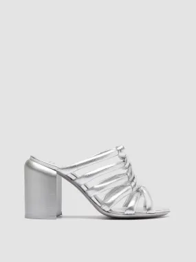 ESTHER 026 - Silver Leather Slide Sandals,Women Sandals