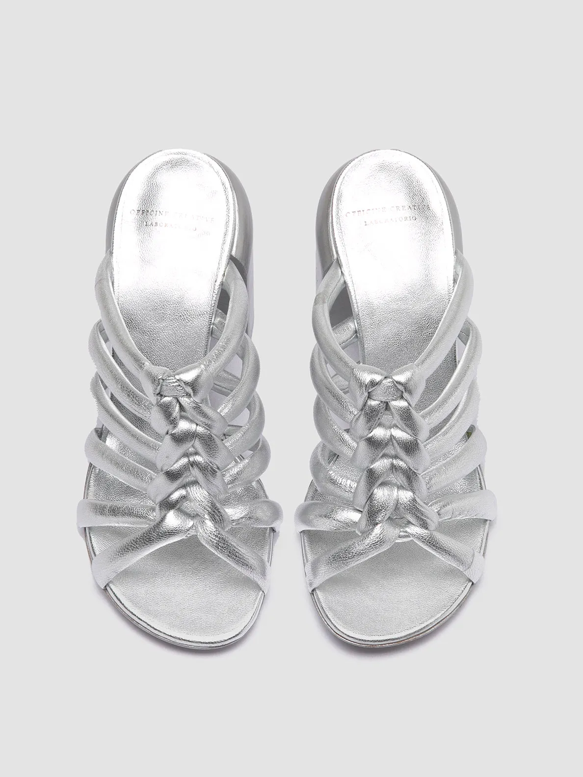 ESTHER 026 - Silver Leather Slide Sandals,Women Sandals