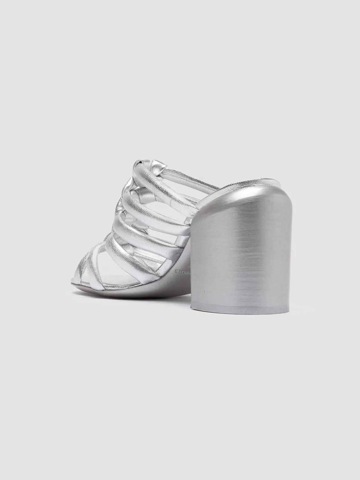 ESTHER 026 - Silver Leather Slide Sandals,Women Sandals