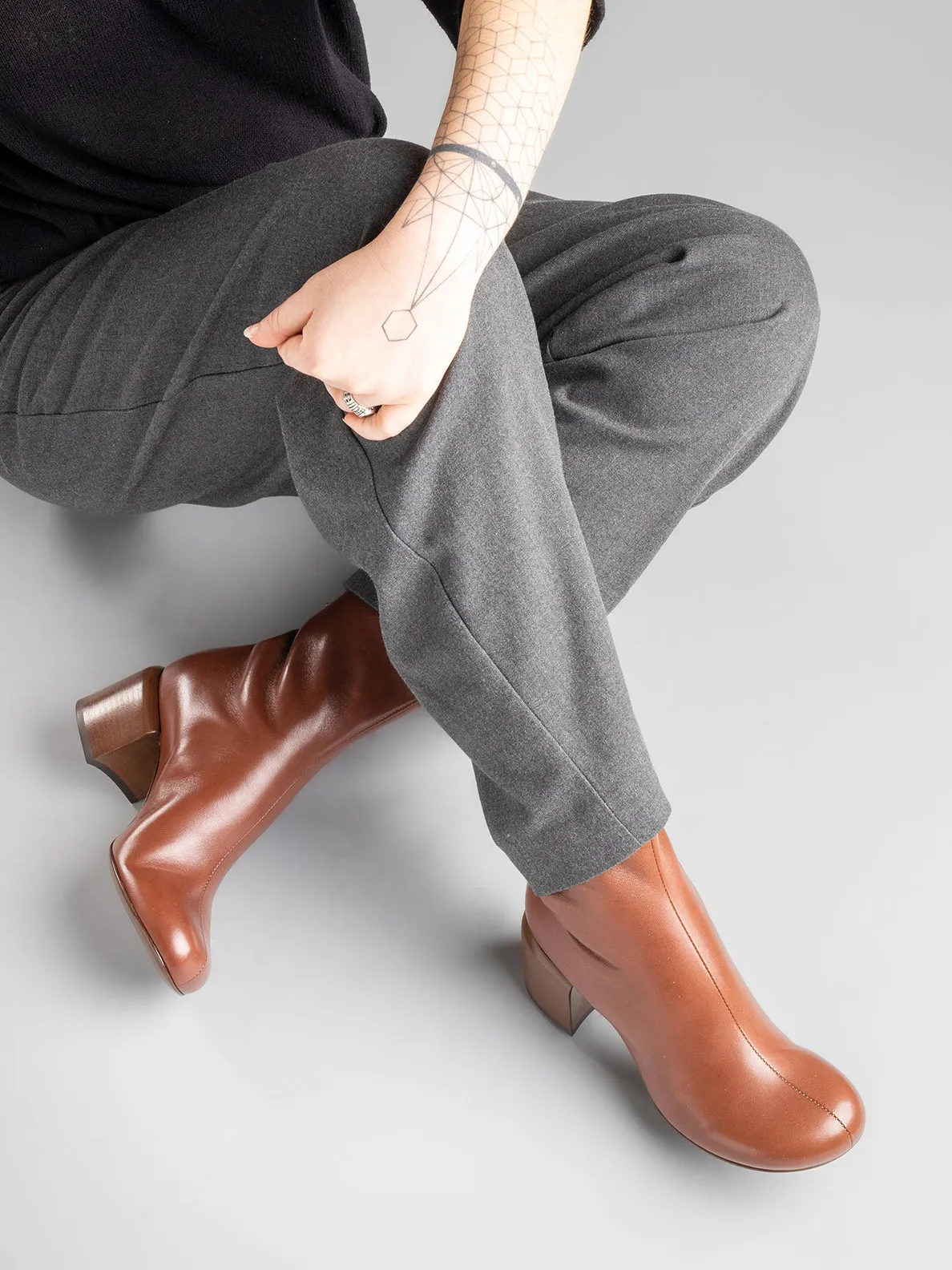 ETHEL 004 - Brown Nappa leather Ankle Boots,Women