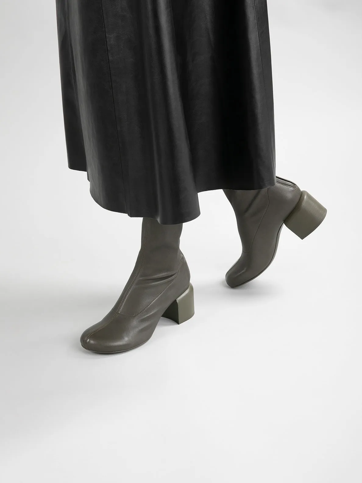 ETHEL 016 - Black Leather Stretch Boots,Women