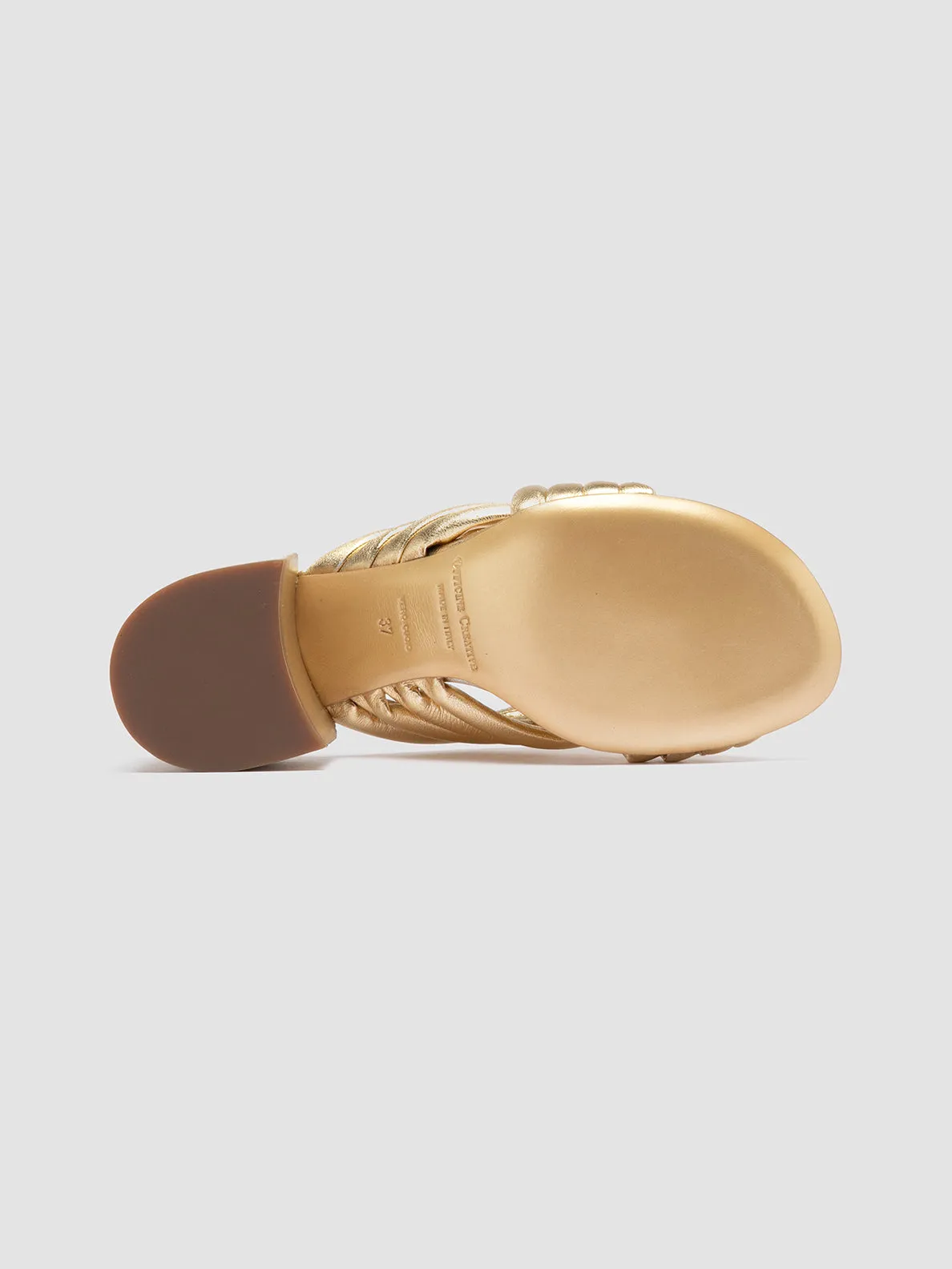ETHEL 022 - Gold Leather Slide Sandals,Women Sandals