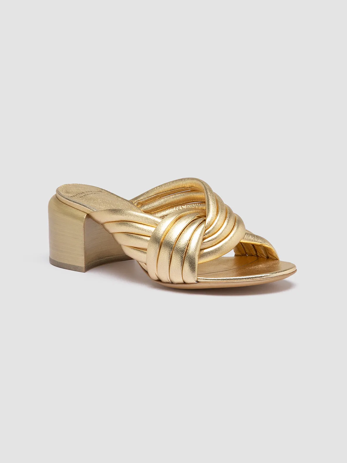 ETHEL 022 - Gold Leather Slide Sandals,Women Sandals