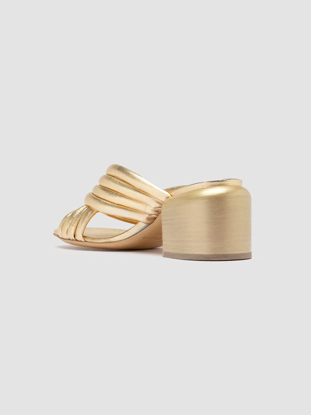ETHEL 022 - Gold Leather Slide Sandals,Women Sandals