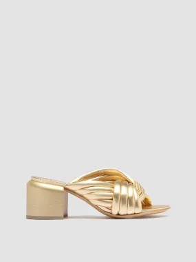 ETHEL 022 - Gold Leather Slide Sandals,Women Sandals