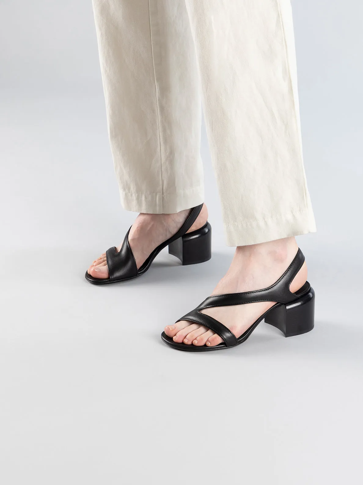 ETHEL 023 - Black Leather Sandals,Women Sandals