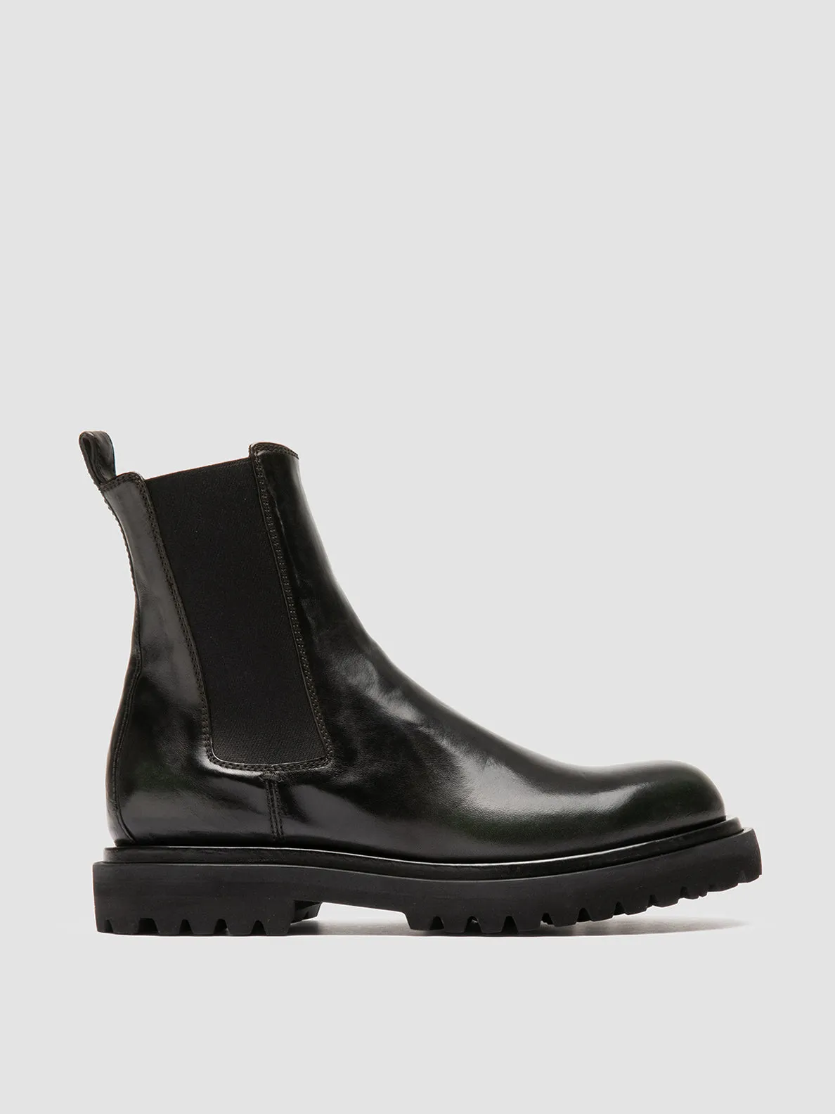 EVENTUAL DD 103 - Dark Green Leather Chelsea Boots,Men Boots