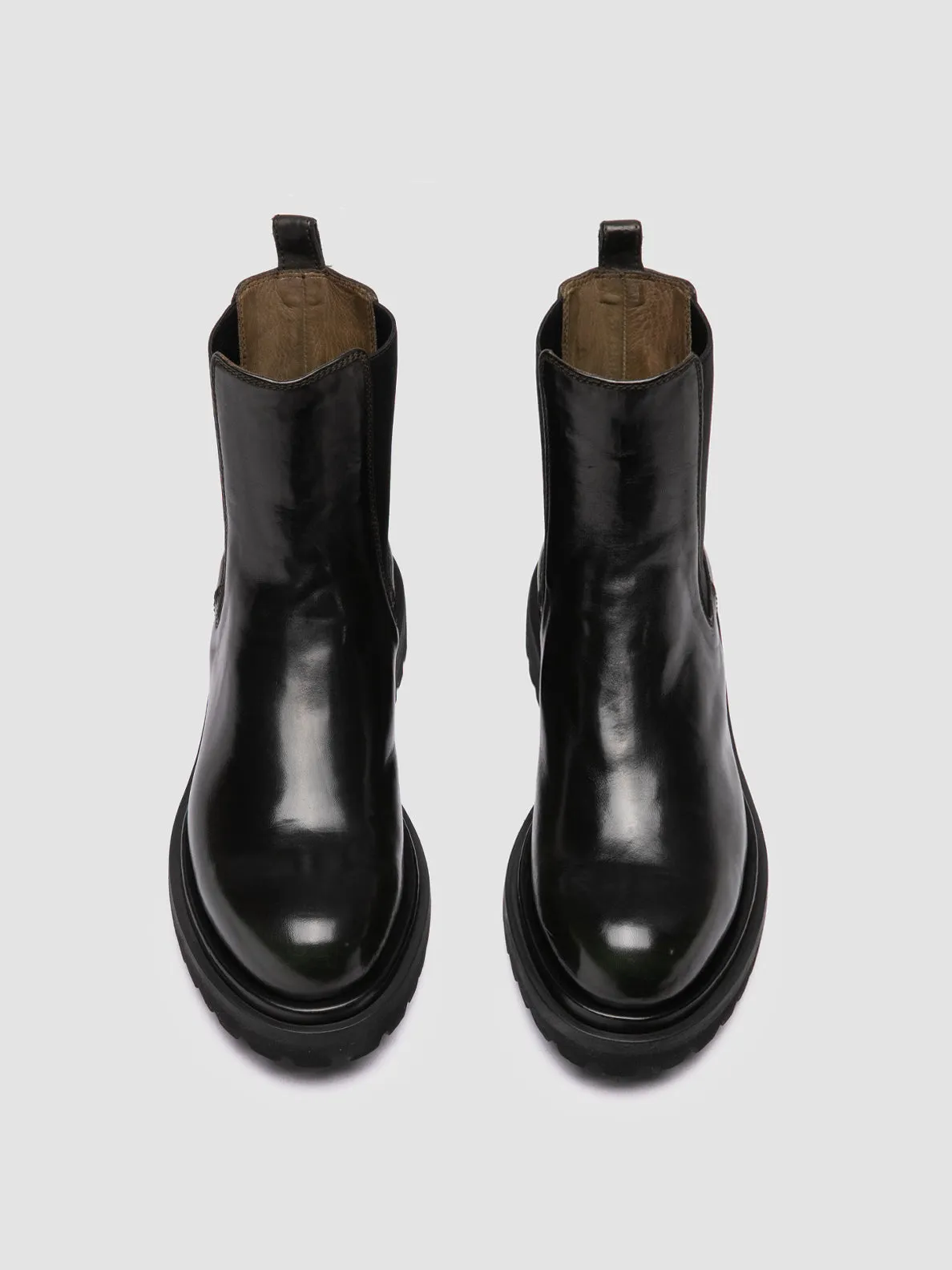 EVENTUAL DD 103 - Dark Green Leather Chelsea Boots,Men Boots
