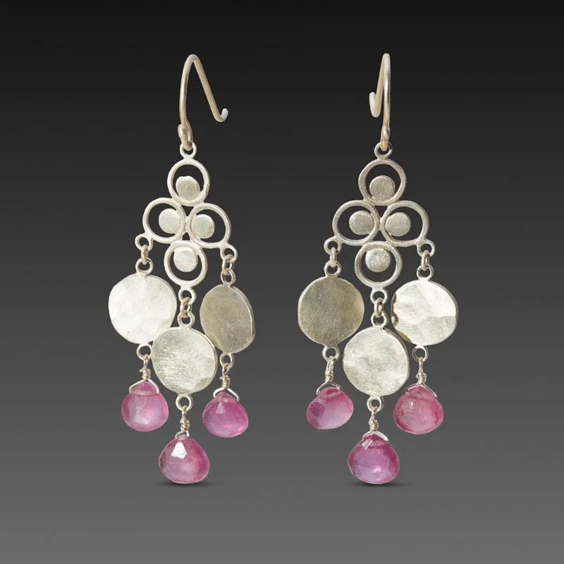 Filigree Chandelier Earrings with Pink Sapphires,Jewelry Delicate & Elegant