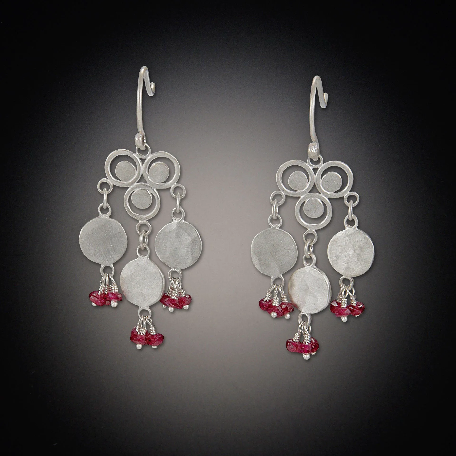 Filigree Earrings with Ruby Clusters,Jewelry Delicate & Elegant