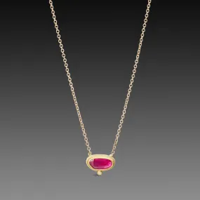 Floating Ruby Necklace with Diamond Dot,Jewelry Delicate & Elegant