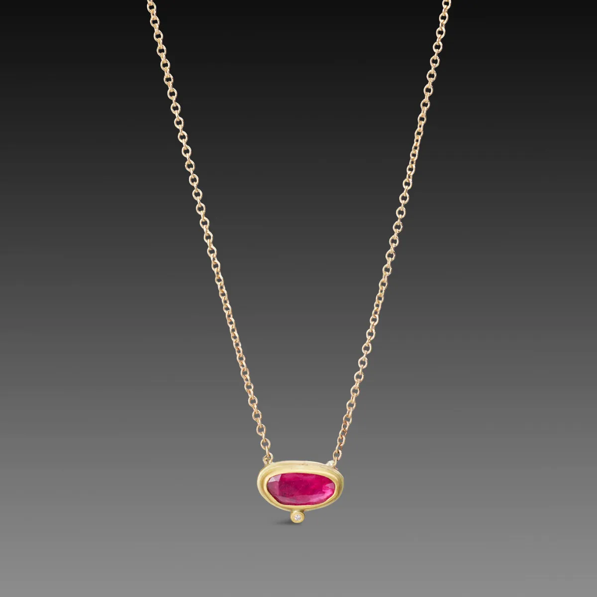 Floating Ruby Necklace with Diamond Dot,Jewelry Delicate & Elegant