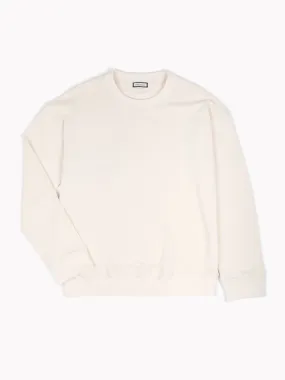 French Terry Crew Neck Sweater - Cream,Women Sweaters