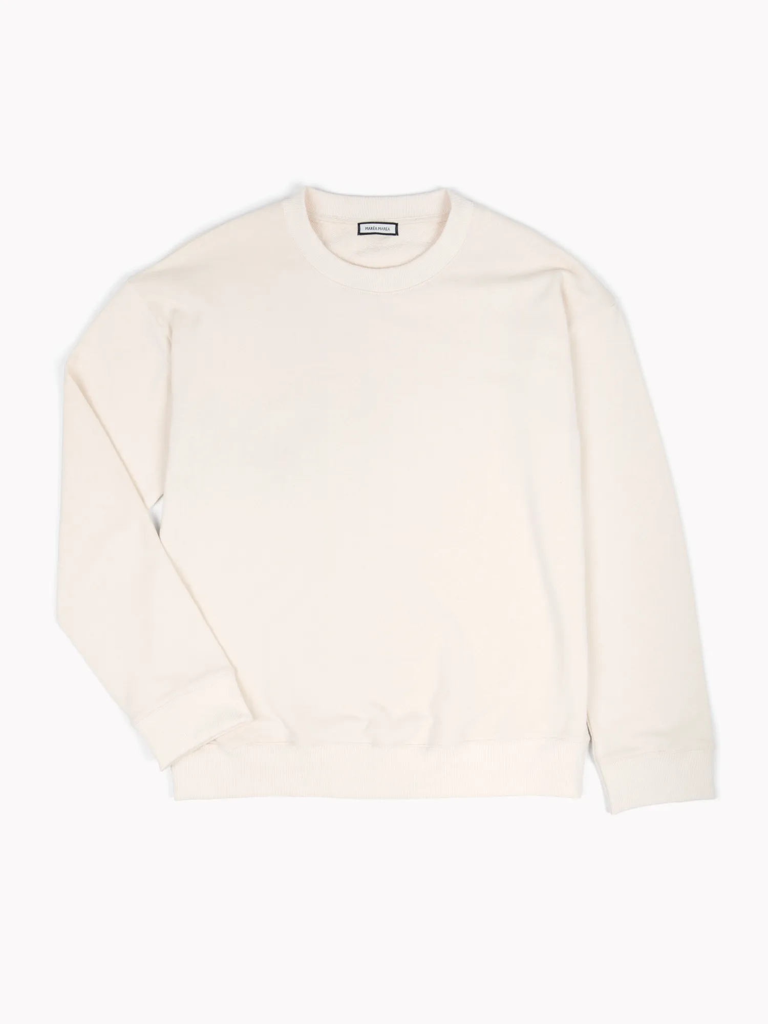 French Terry Crew Neck Sweater - Cream,Women Sweaters