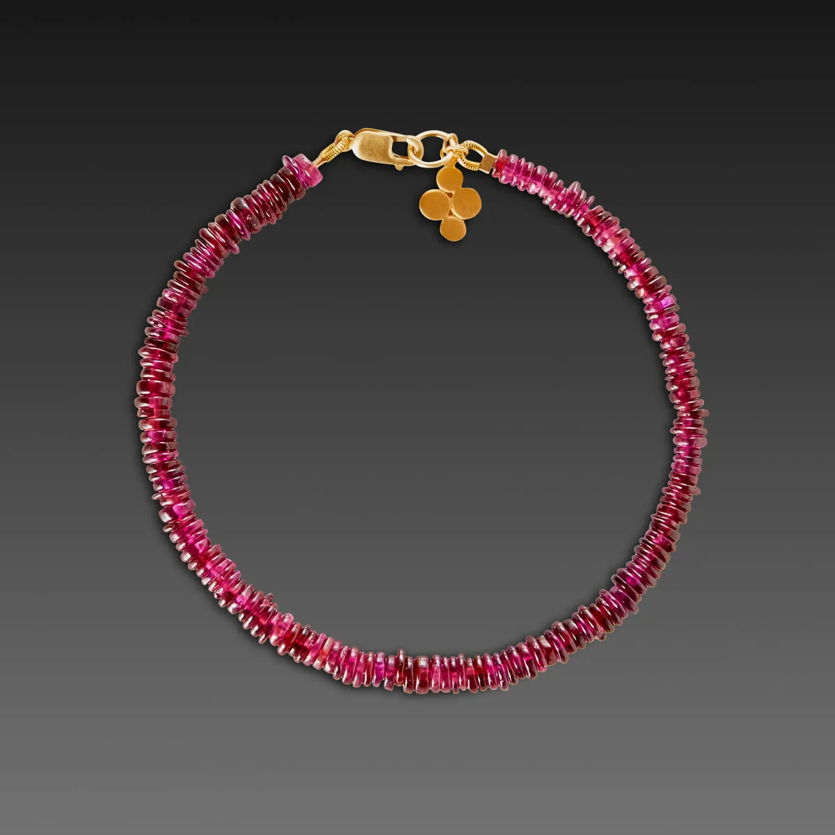 Garnet Bracelet with 22k Multidisk Charm,Jewelry Delicate & Elegant