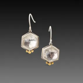 Geometric Clear Topaz Earrings with Gold Dots,Jewelry Delicate & Elegant