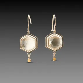 Geometric Clear Topaz Earrings with Gold Drops,Jewelry Delicate & Elegant
