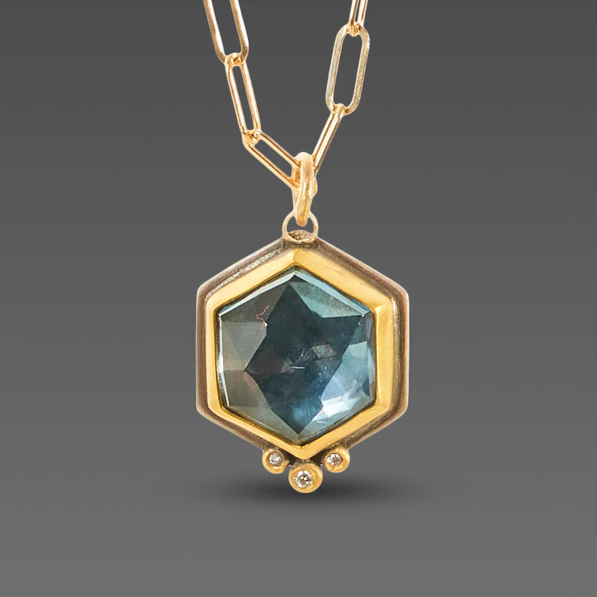 Geometric Topaz Necklace with Diamond Trio,Jewelry Delicate & Elegant