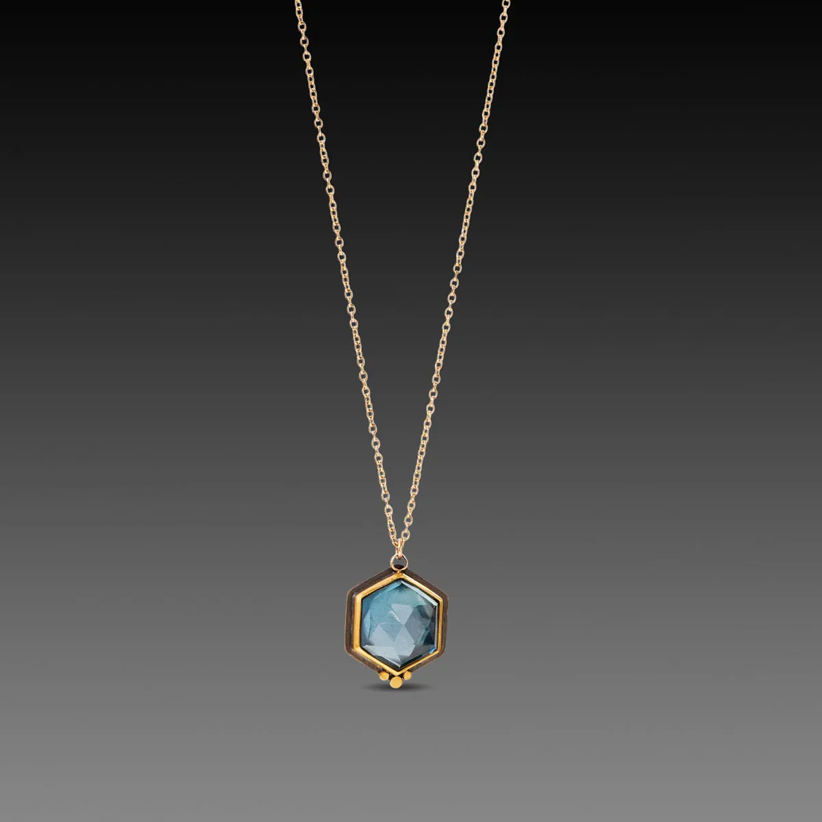Geometric Topaz Necklace with Gold Dots,Jewelry Delicate & Elegant