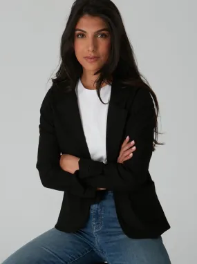 GIA-JBLK Knitted Blazer - Ponte Black,Women