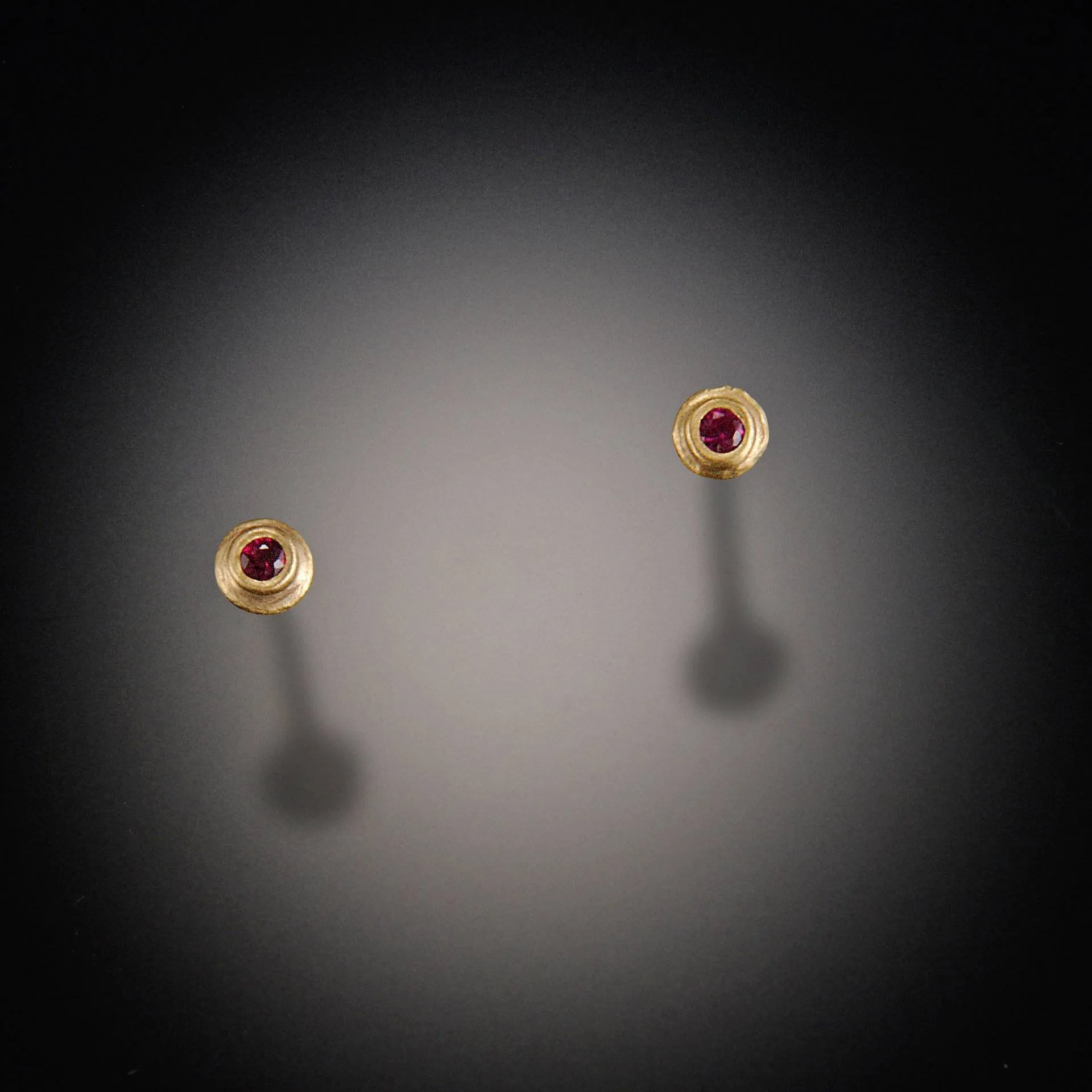 Gold Dot Stud Earrings with Ruby,Jewelry Delicate & Elegant