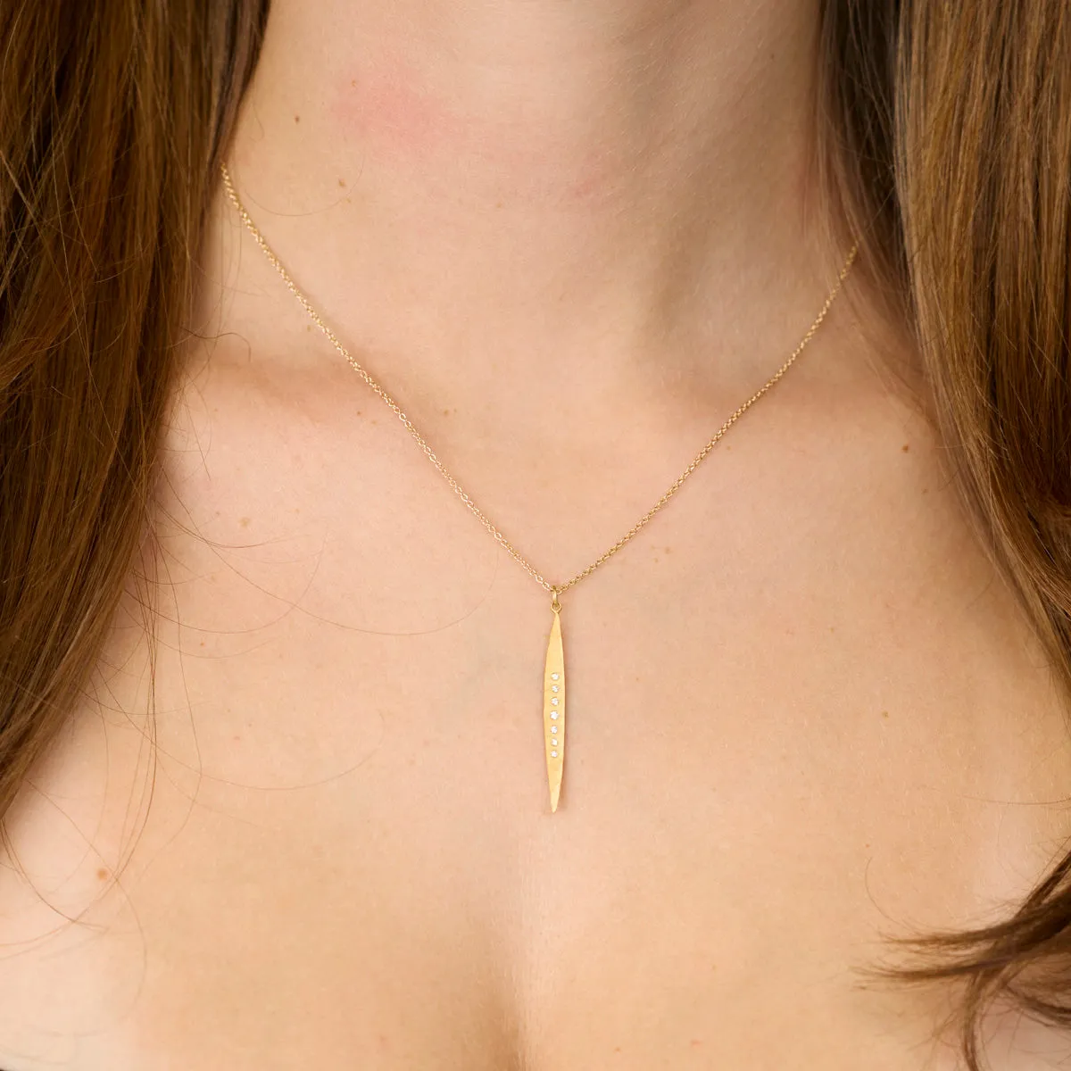 Gold Long Leaf Necklace with Diamonds,Jewelry Delicate & Elegant