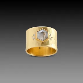 Gray Hexagon Diamond Ring,Men Rings