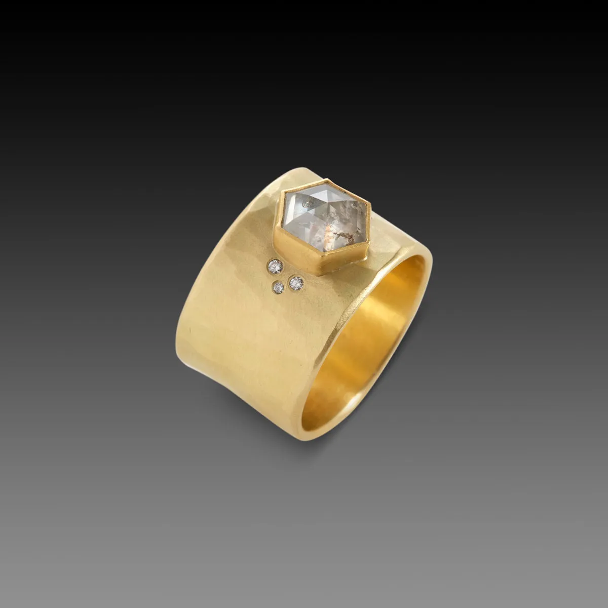 Gray Hexagon Diamond Ring,Men Rings