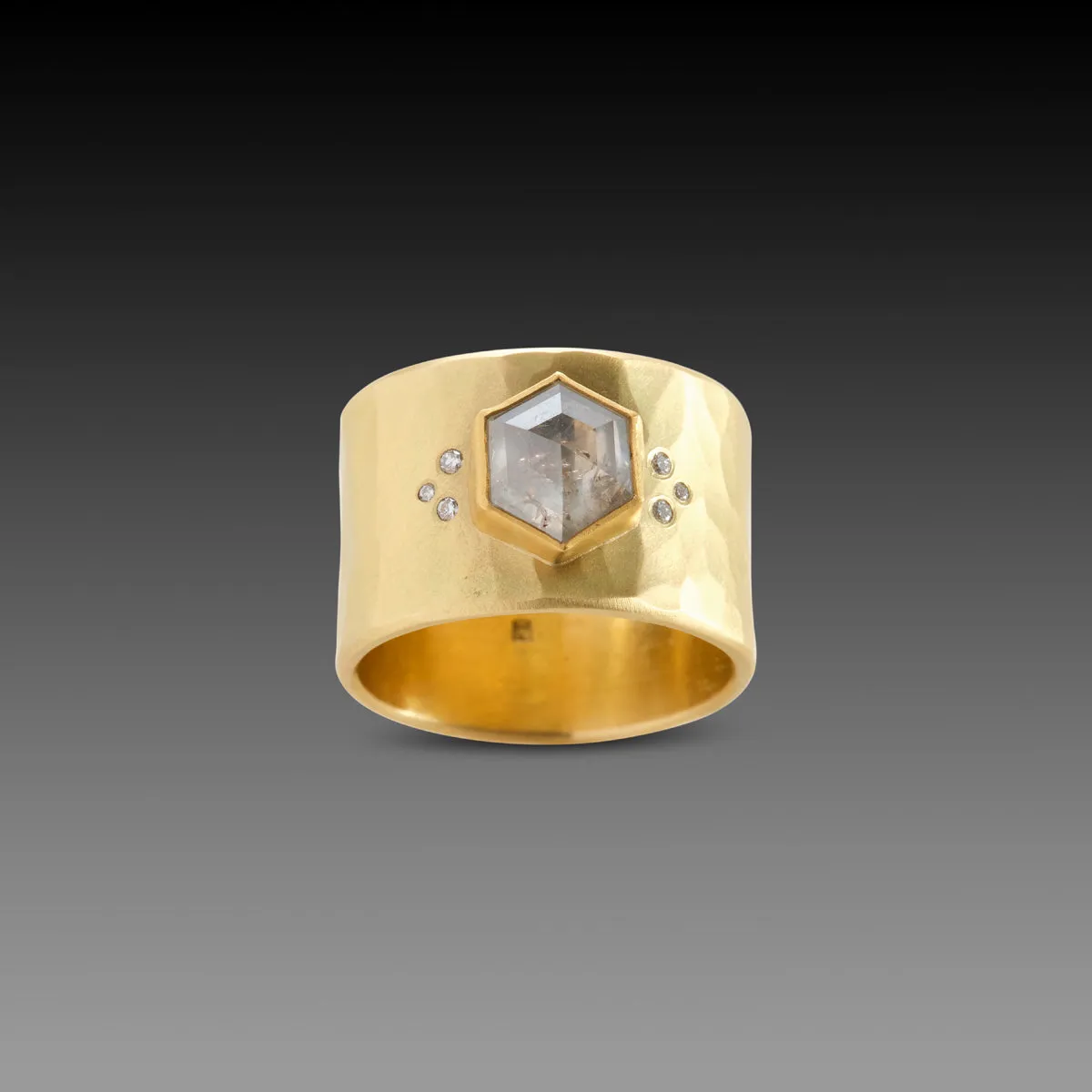 Gray Hexagon Diamond Ring,Men Rings