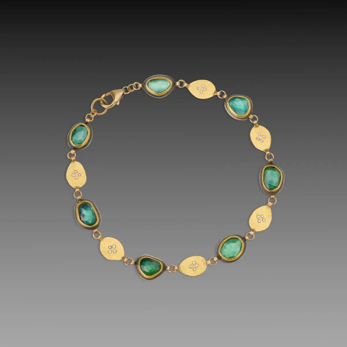 Green Tourmaline & Diamond Linked Bracelet,Jewelry Delicate & Elegant