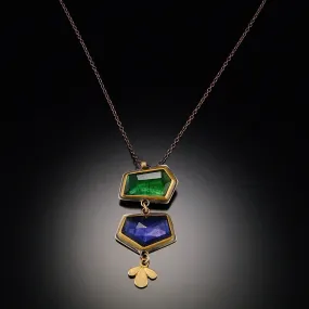 Green Tourmaline and Iolite Necklace with Leaf Trio,Jewelry Delicate & Elegant