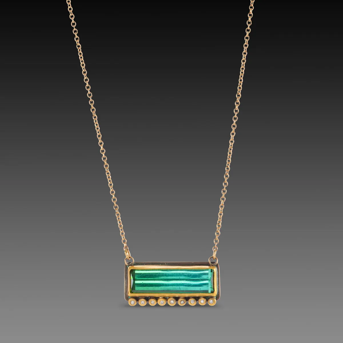 Green Tourmaline Necklace with Diamond Line,Jewelry Delicate & Elegant