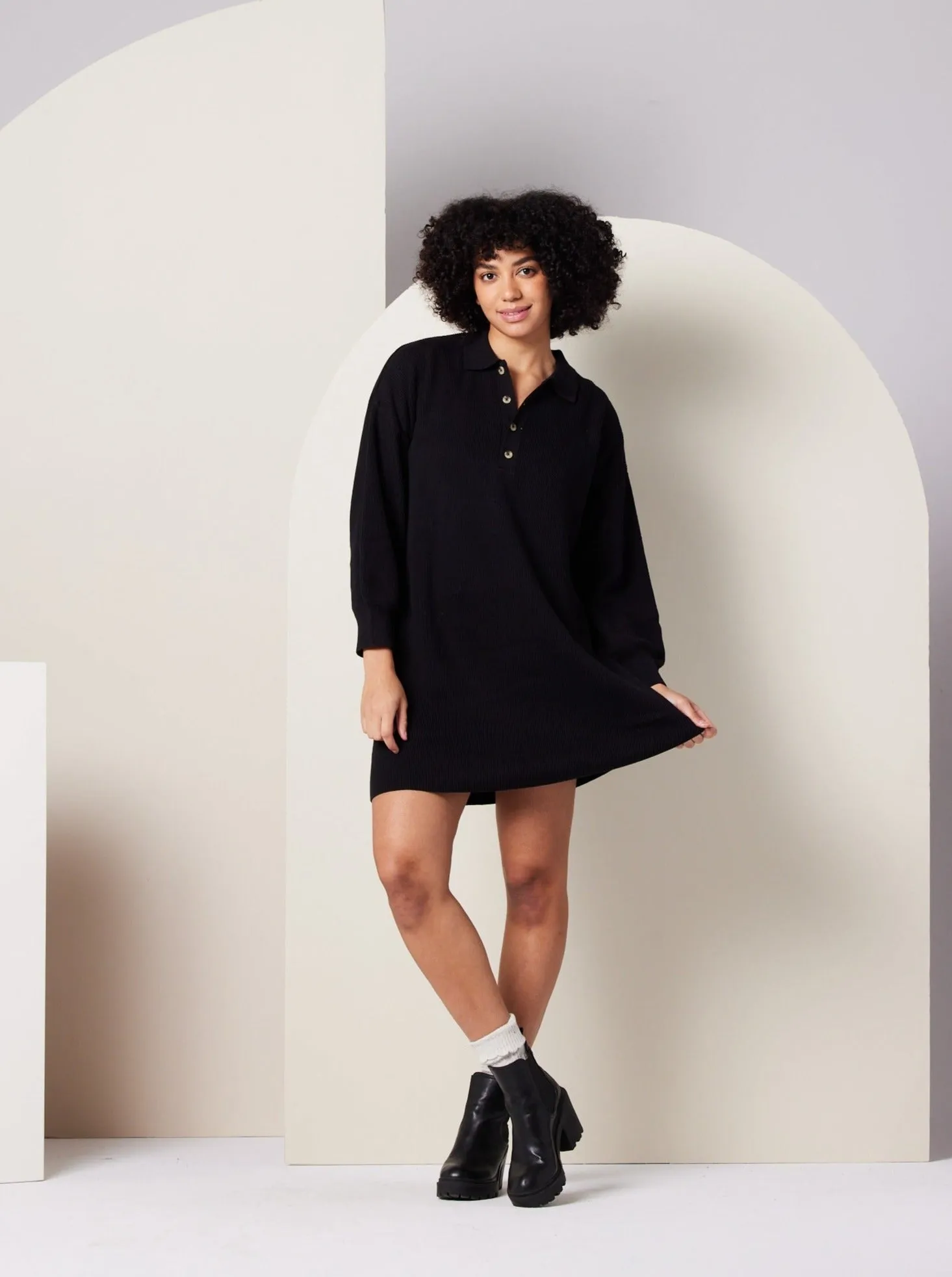 Griffin Sweater Dress - Black,Women Dresses